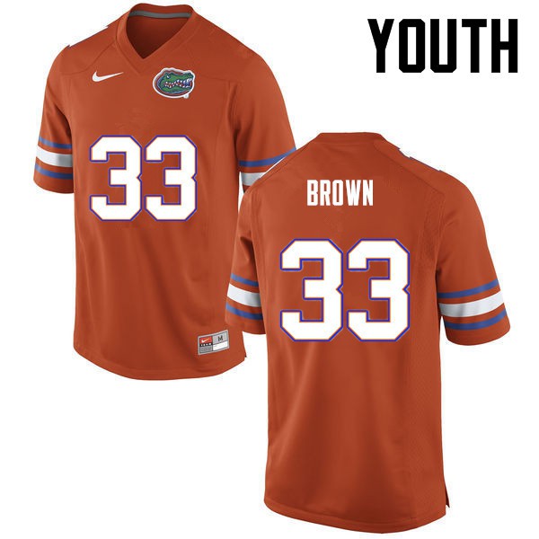 Florida Gators Youth #33 Mack Brown College Football Orange